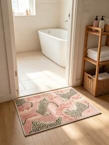 1pc Pink Leopard Print Hallway Runner Rug, INS Style Girly Corridor Mat, Entryway Bedroom Bedside Non-Slip Washable Plush Foot Mat, Decorative Rug, Bedroom Decor, Small Rug, Carpet, Home Decor, Living Room Rug, Living Room Small Rug, Bedroom Carpet, Living Room Home Decor, Outdoor Rug, Washable Carpet - Multicolor - View 3