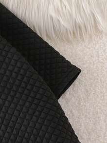 2pcs Baby Girl Simple Elegant Diamond Quilted Stand Collar Bow Cardigan Dress With Matching Beret Hat Set, Autumn/Winter - Black - View 6