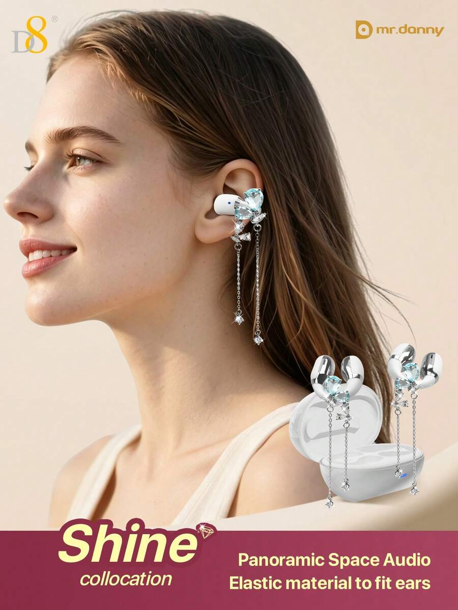 D8 Shine Collocation Wireless Open Ear Headphone,Featuring C3 Clear Calling,Secure Earhook Sport Design, 5.4 Sport Earbuds With Earhooks For Long Time Playback With, Dual Mic Clear Call Sweat-Proof For Running Workout,Designed For Sports: Sport