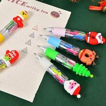 5/3/1pc Mini Christmas Theme Retractable Ballpoint Pens, Silicone Barrel, Ergonomic Grip, Multiple Bright Designs, Medium Tip, Suitable For Office And Holiday Gifts - Multiple Styles - View 2