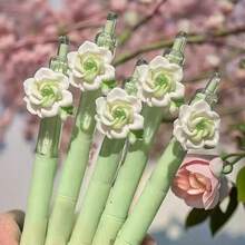 4pcs/Set Random Floral Pattern Ballpoint Pens, Retractable Design, Multiple Patterns, Minimalist Printed Pens, Suitable For Weddings, Parties, Daily Use, Gifts, Perfect Valentine's Day Gift For Friends And Family - A - View 1