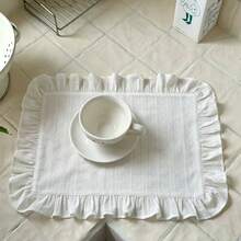 1/2/4pcs Double Row Dotted Hollow Small Hole Double-Layered Ruffle Edge Small Tablecloth Desktop Decoration Background INS Style Placemat Napkin - Multicolor - View 7