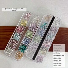 1 Box K9 Flat Back Irregular Rhinestones, Super Shiny Mixed Rhinestone Decor, Diamond Nail Art Stickers, Decorative Accessories, Set Of Combination Ornaments, Multi-Color Options, DIY Nail Decoration - Multicolor - View 7