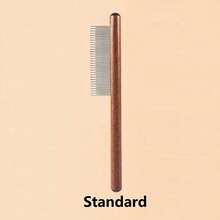 1pc Pet Hair Removal Comb, Wooden Handle Deshedding Slicker Brush, Pet Grooming Tool - Brown - View 8
