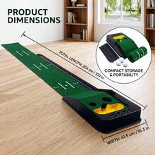 Golf Putting Mat Automatic Ball Return, Dual-Hole Design With Bunker, Indoor Outdoor Golf Putting Trainer, Portable Practice Putting Green Mat For Home Office Backyard, Golf Training Aid Gift For Men Golfer - Dark Green - View 9