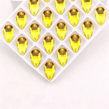 多種形狀 20顆/包 細長水滴形 11*18mm 平底雙孔精緻玻璃水鑽,適用於縫製婚紗、手提包與鞋子、珠寶製作、手工藝配件 - 瘦水滴 11*18mm 20pcs - 查看 28