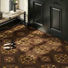 1 Roll European Style Brown Wood Grain Peel And Stick Vinyl Floor Sticker, 40*120cm, Seamless Splicing, Scroll Gilded Pattern, Waterproof Anti-Slip Wear-Resistant Floor Tile For Bedroom Living Room Kitchen Bathroom Floor Renovation, Renter-Friendly - Wood Grain - View 6