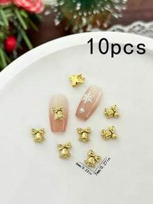 10 Pcs Christmas Bell Nail Art Charms, 3DAlloy Silver And Gold Nail Decorations,Manicure Accessories, Nail Rhinestones/Nail Gems - Multicolor - View 6