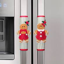 1/2pcs Gingerbread Man Refrigerator Door Handle Covers, Holiday Handle Protectors, Creative Christmas Decor Refrigerator Handle Covers, Suitable For Refrigerator, Dishwasher, Microwave, Oven, Party Decoration, Kitchen Christmas Decor - Gingerbread Oven Mitts - View 6