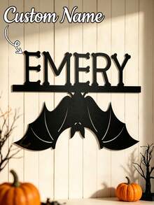 Personalized Nameplate, Customized Metal Nameplate, Commemorative Tombstone Plaque, Customizable Text Or Name, Wall Decor, Suitable For Indoor And Outdoor Scenes, Patio And Autumn Home Decor, Halloween Essential Decoration. - Multicolor - View 1