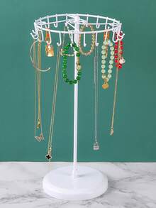 2/1pc Detachable Wrought Iron 23-Hook Large Capacity Rotating Jewelry Display Rack, Creative European Style Necklace Storage Stand, Daily Home Jewelry Organizer - Removable Rotating Iron Storage Rack - View 12
