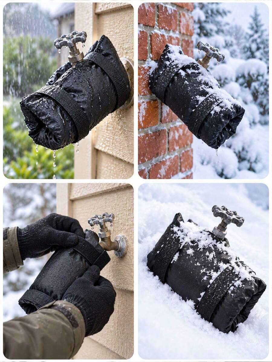 Thickened Faucet Anti-Freeze Insulation Cover, Outdoor Water Pipe Anti-Freeze & Dust Cover, Prevents Faucet Freezing, Winter Insulation Essential, Reusable, Easy To Remove, Suitable For Home, Garden, Kitchen And Various Outdoor Environments, Winter Must-Have