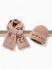 Men's Warm Rib-Knit Beanie Hat & Scarf Set With Dachshund Embroidery, Soft Winter Matching Accessories - Hat and Scarf Set - View 8