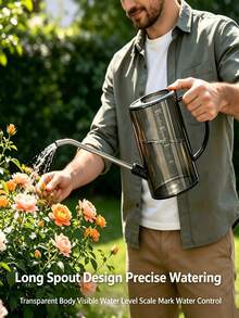 Long Spout Watering Can With Measurement Scale, Large Capacity Watering Pot For Home Use, Suitable For Succulents, Green Plants And Potted Plants - A - View 6