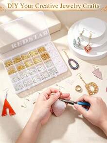1 Box Hypoallergenic Earring Making Kit, 2000pcs Earring Making Material Pack, Includes Hypoallergenic Ear Hooks, Earring Accessories, Ear Backs, Pins, Jump Rings, Suitable For Jewelry Making Materials (Comes With Opening Tool And Tweezers) - 24-compartment Accessory Set (with Opener and Ring) - View 5