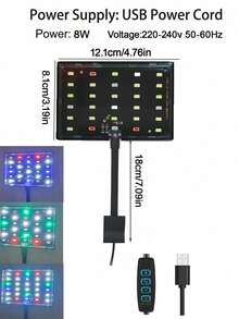 Đèn LED bể cá 8W, đèn quang phổ đầy đủ hỗ trợ tăng trưởng cây thủy sinh cổng USB, đèn bể cá điều chỉnh độ sáng, xoay 360°, phù hợp cho bể cá nước ngọt/nước mặn, bể cá nhỏ, thúc đẩy sự phát triển của cây và cá - Đèn chiếu sáng bể cá, phù hợp cho những người đam mê nuôi cá cảnh - Nhiều màu - Xem 2