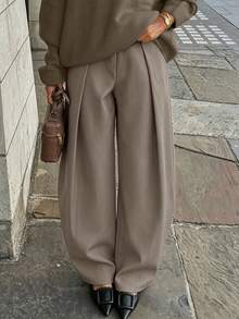 Autumn/Winter Casual Oversized Blazer & Trousers Urban Style Office Date Commute Versatile - Grey-brown - View 3
