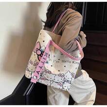 Hasbro Cute Cartoon Print Canvas Tote Bag, Stylish Shoulder Handbag, Large Capacity Reusable Shopping Bag For School Daily Travel Gift - Multi-color - View 6