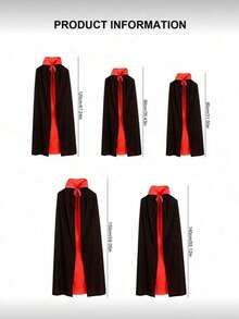 A Black And Red Reversible Hooded Cape, Double-Sided Vampire Robe, Suitable For Adult Halloween Death Wizard Role-Playing Costume Props - Multicolor - View 2