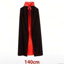 A Black And Red Reversible Hooded Cape, Double-Sided Vampire Robe, Suitable For Adult Halloween Death Wizard Role-Playing Costume Props - Multicolor - View 15