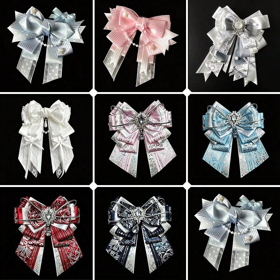 1pc Satin Ribbon Bow Brooch Pin Corsage, Anime Cosplay Fan Support Concert Live Event Lolita Ita Bag Accessory Charm Pendant, Mass-Produced Jirai-Kei Style Decorative Peripheral - A - View 1
