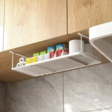 1pc Adjustable Length Under Shelf Storage Basket (Multicolor Random), Space-Saving Metal Wire Hanging Rack For Cabinet, Closet & Desk - View 7