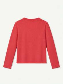 FOR BEAUTY Fall Winter Women Sweaters Elegant Casual Y2K Pink Crew Neck Multi Button Front Slim Fit Long Sleeve Thin Knit Cardigan Sweater Top - Watermelon Red - View 9