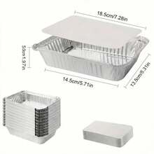 10/20Pcs Rectangular Silver Aluminum Foil Food Containers, 700ml Capacity, Disposable Takeout Boxes With Lids, Suitable For Oven, Air Fryer, Grill, Baking, Picnic Lunch Box - View 4