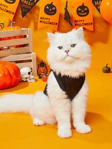 LUCKIE PAW 1pc Halloween Skeleton Print Funny Pattern Pet Vest Suitable For Small & Large Dogs Cats Indoor Outdoor - Black - View 3