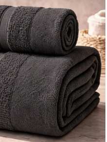 2-Piece Towel Set Cotton Extra Soft - Black - View 2