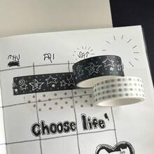 1pc Toothache Polka Dot & Star Washi Tape Basic Style Planner Decoration Material Tape - Multicolor - View 5