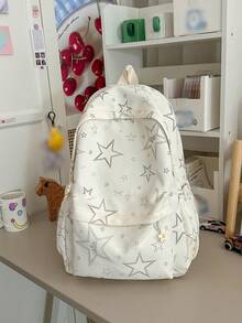 Teen Sweet Backpack Glitter Star Print Rucksack Portable Large Storage School Backpack For Daily Commute & Weekend - Multicolor - View 5