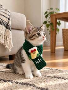 Personalized Dog Christmas Scarf, Customized Embroidered Pet Scarf Collar, Christmas Dog Outfit, Cat Scarf, Reindeer Snowman Holiday Pet Gift - Multicolor - View 6