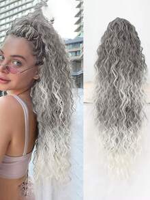 Ekstensi Rambut Ekor Kuda Jepit Cakar Bergelombang Panjang, Potongan Rambut Ekor Kuda Keriting Sintetis Bergelombang Jagung Bervolume, Untuk Penataan Rambut Sehari-hari Wanita - MultiWarna - View 6