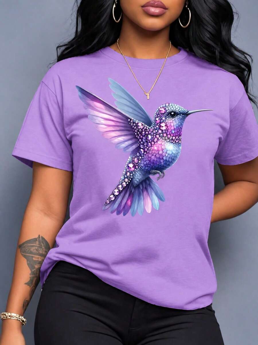Women T-Shirts - Purple Hummingbird - View 1