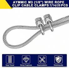 8pcs 1/8" M3 Steel Wire Rope Clips, Used For Fixing Tent Ropes, Steel Cables, Electrical Cables And Clotheslines, Made Of Galvanized U-Shaped Bolts - M3 Clip - View 8