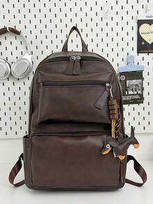 Ransel Kulit PU Retro Minimalis, Tas Tangan Multi-Kompartemen Kapasitas Besar, Tas Serbaguna Unisex untuk Pelajar, Sekolah, Perjalanan Sehari-hari, dan Penyimpanan Laptop - MultiWarna - View 12