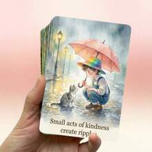 36Pcs Cozy Watercolor Kindness Cards, Gentle Boy & Kitten Illustration Quote Flashcards, Inspirational Art Cards For Journaling, Desk Decor & Gift - Multicolor - View 2