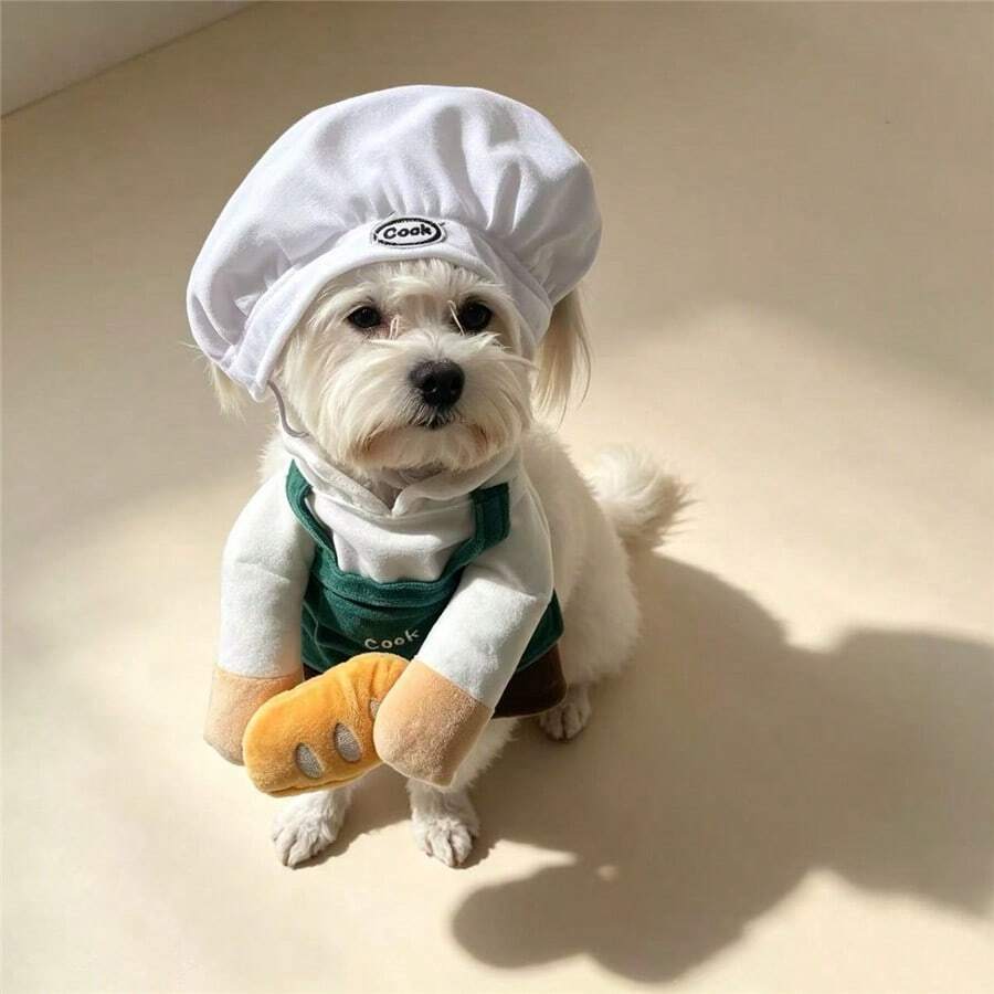 Set Kostum Koki Lucu untuk Hewan Peliharaan dengan Topi Hamburger, Pakaian Anjing untuk Anjing Kecil, Sedang, dan Besar - MultiWarna - View 1