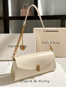 Carit & Koty 1pc Women's Shoulder Bag, PU Leather Baguette Bag With Adjustable Shoulder Strap, Suitable For Commuting, Dating, Shopping, Vacation Essential - Multiple Styles - View 3