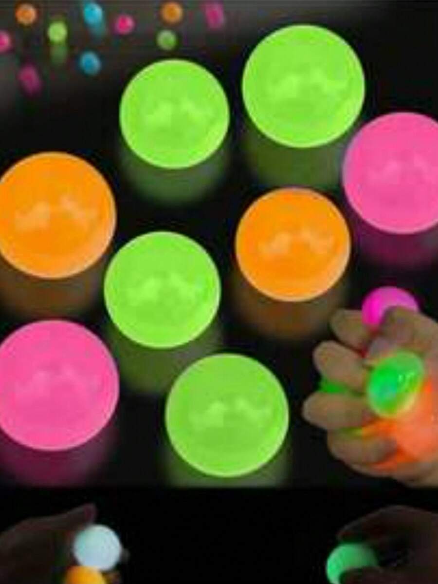 Glow In The Dark Wall Stickers Sticky Balls, Luminous Ceiling Balls Random Color, DIY Fun Toys, Suitable For Party, Birthday, Christmas, Halloween Creative Gifts - Multicolor - View 1