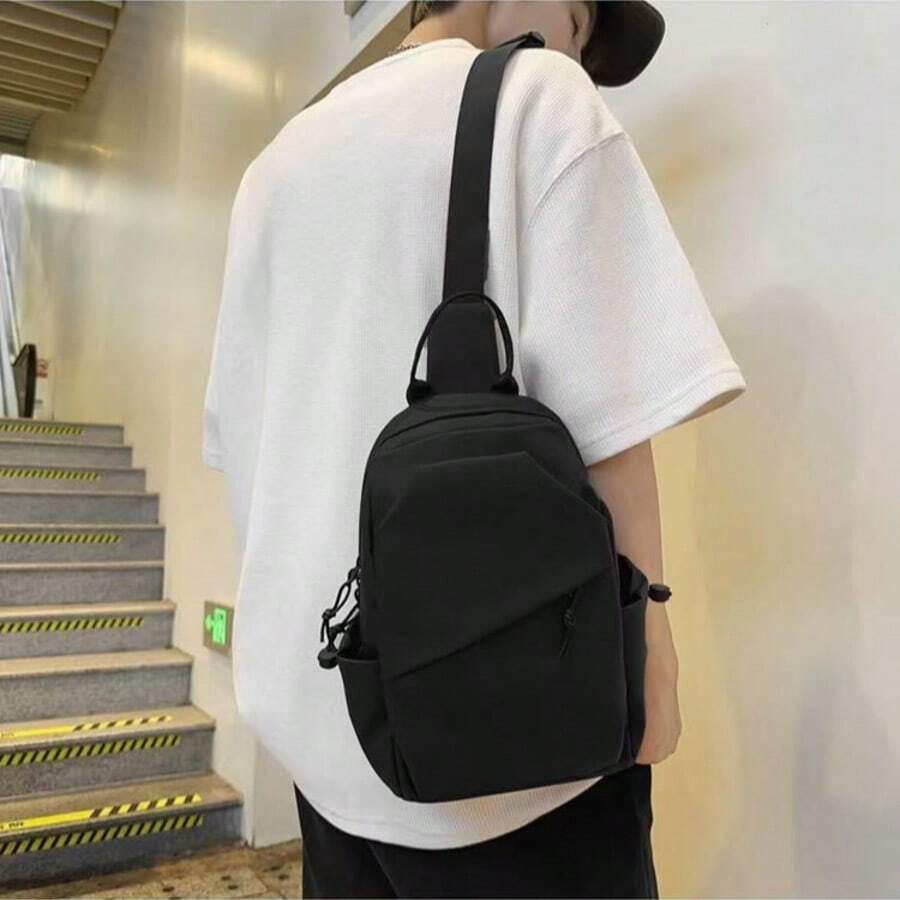Japanese Style Minimalist Fashion Chest Bag Casual Men's Crossbody Bag Large Capacity Sports New Brand Backpack Shoulder - Black - View 1