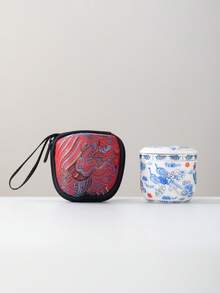 WEN ZHE Mini Blue And White Ceramic Portable Travel Tea Cup 80ml Single Person Tea Set With Tea Strainer And Storage Bag - Butterfly - View 15