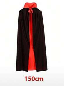 A Black And Red Reversible Hooded Cape, Double-Sided Vampire Robe, Suitable For Adult Halloween Death Wizard Role-Playing Costume Props - Multicolor - View 13