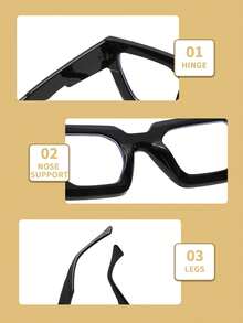 1 Pair Unisex Vintage Geometric Frame Clear Lens Computer Glasses, Casual Eyewear Accessory - Multicolor - View 6