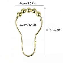 12/24pcs Metal Shower Curtain Hooks With 5 Rolling Balls, Smooth Sliding Shower Curtain Rings, Bathroom Curtain Hanging Hooks, Home Bathroom Curtain Hardware Accessories - Hanging Ring - View 3