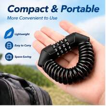 1Pc 4‑Digit Combination Cable Lock Portable Retractable Steel Wire Password Lock Anti‑Theft Security Lock For Bicycle Motorcycle Helmet Scooter Outdoor Cycling Accessory - Password-protected Version - View 2