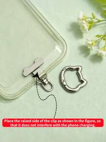 Cute Cat Head Shaped Metal Phone Strap Connector Tab, 360° Rotatable Universal Phone Lanyard Patch, Anti-Drop Phone Case Hanging Tab, Detachable Connector Compatible With All Crossbody Phone Lanyards, Stylish Women Phone Decor Accessory - Multicolor - View 6