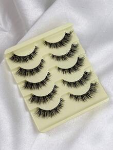 5 Pairs Cross Cirss Natural Look False Eyelashes Transparent Stem Catoon Lashes Fairy Style Design Perfect For Cosplay - Black - View 3