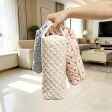 1pc Large Capacity Quilted Hair Dryer Storage Bag | Curling Iron And Flat Iron Travel Storage Box | Portable Styling Tool Storage Bag With Handle - Multiple Colors Available - A - View 4